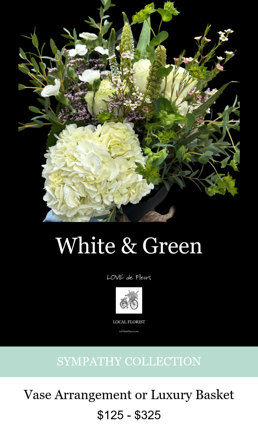 WHITE & GREEN SYMPATHY FLOWERS